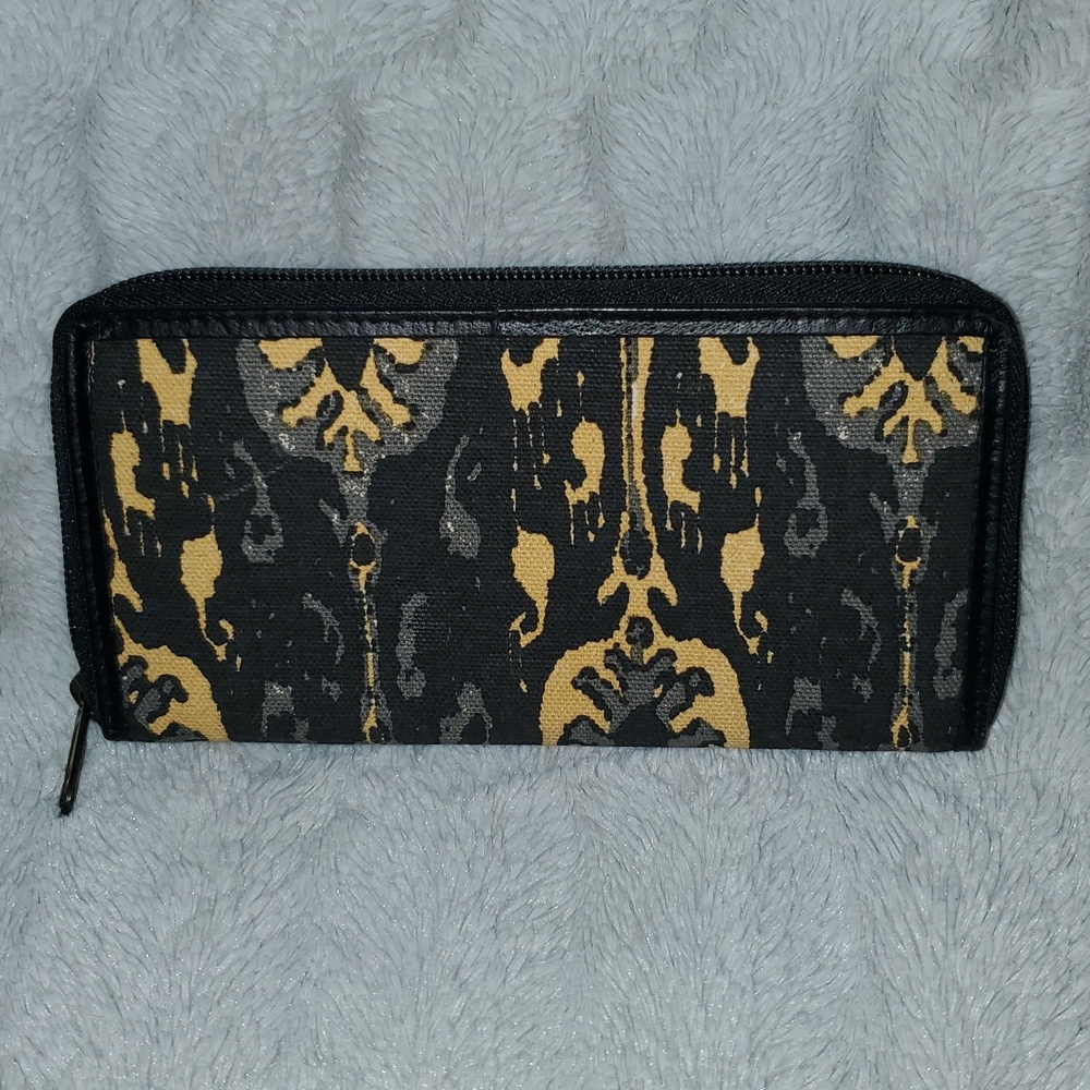 Ten Thousand Villages Damask Canvas And Leather Wallet